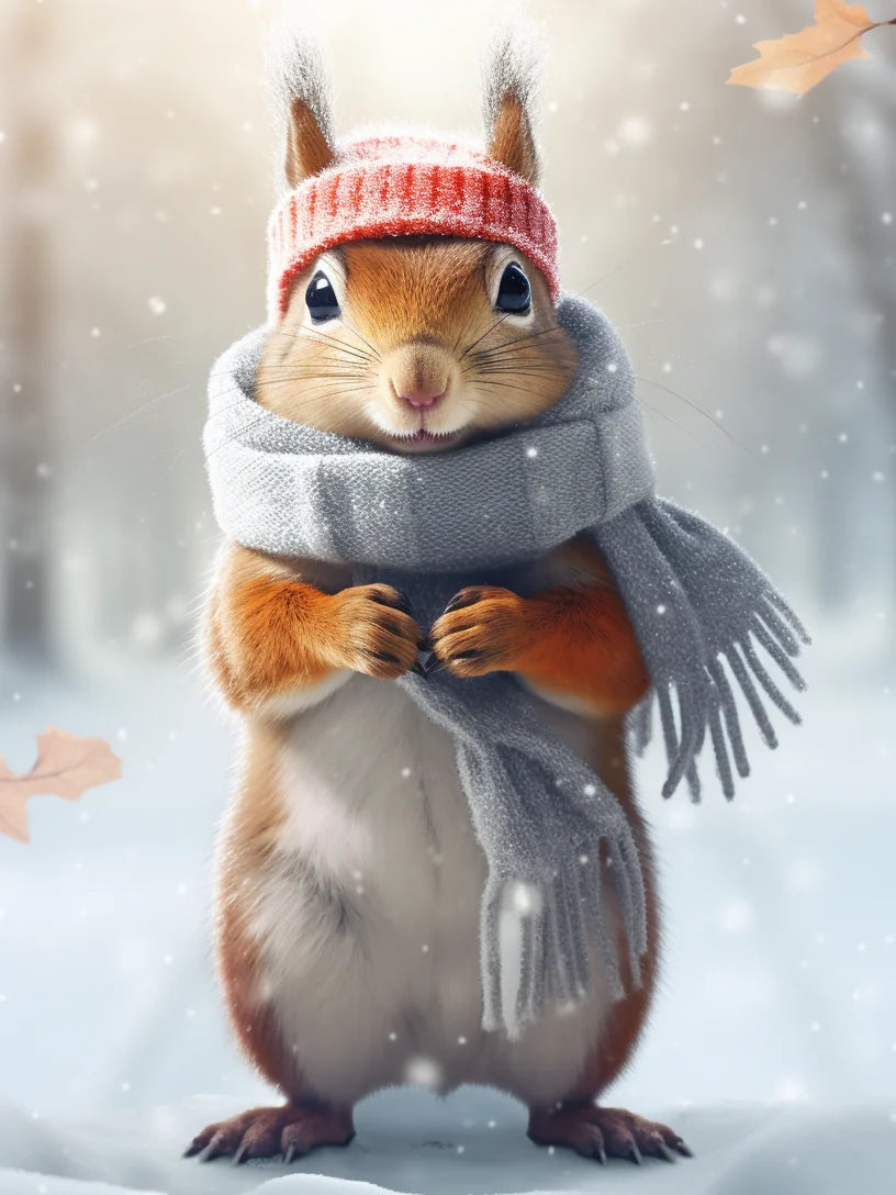 Winter Scarf Squirrel Diamond Art Kit