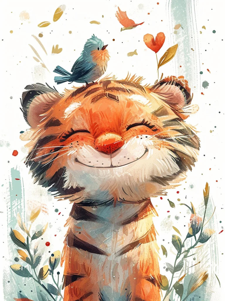 Abstract Tiger And Bird Diamond Art Kit