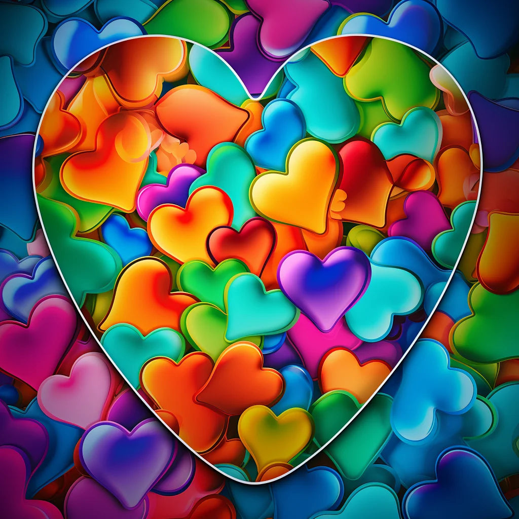 Shiny Colorful Hearts Diamond Art Kit