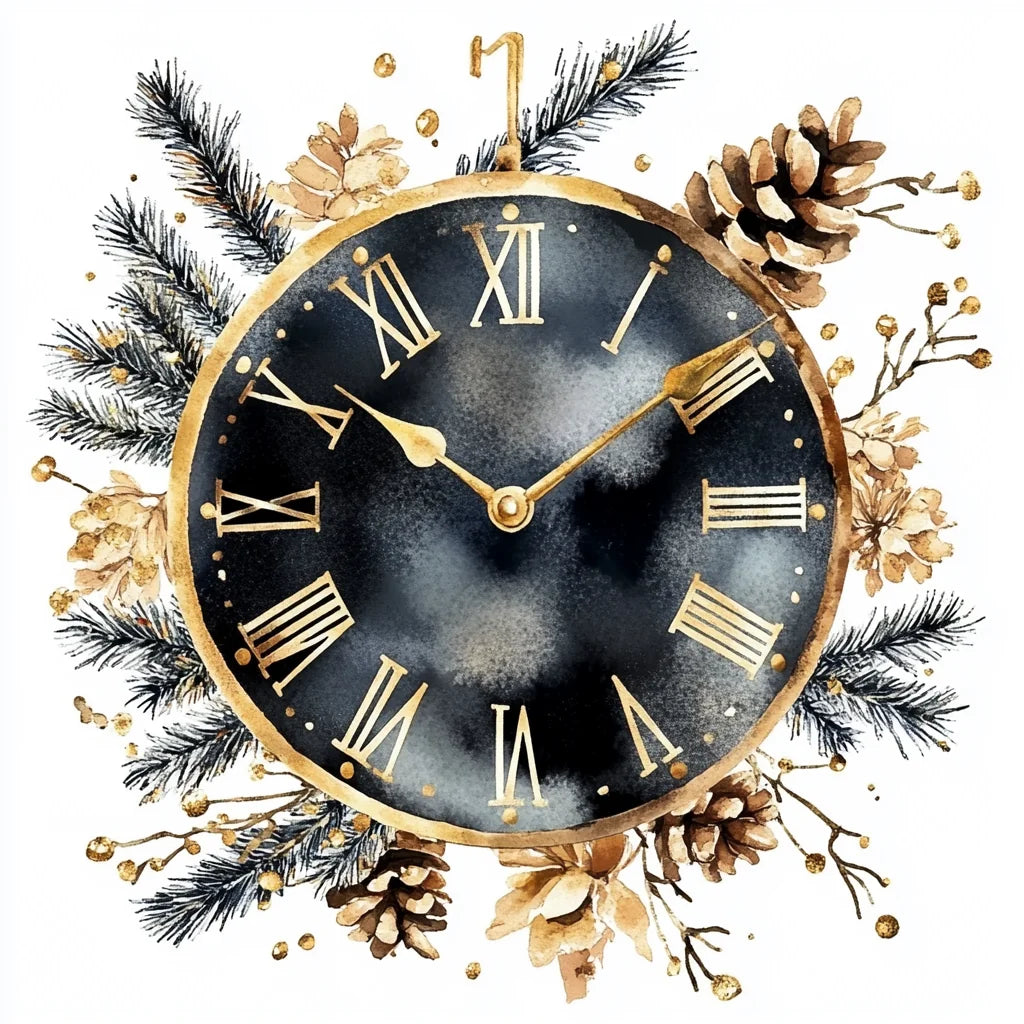 Pinecones Black Clock Diamond Art Kit