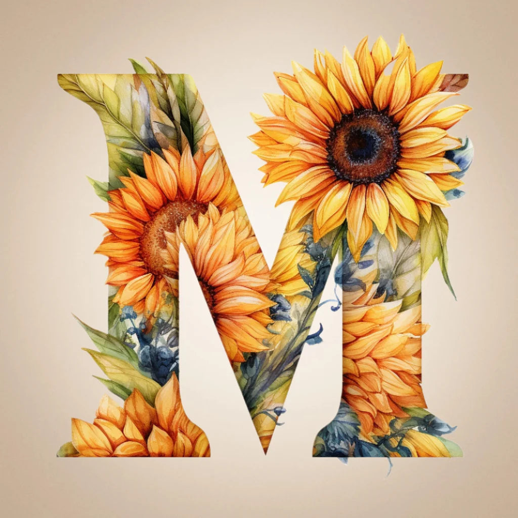 Letter M Sunflowers Diamond Art Kit