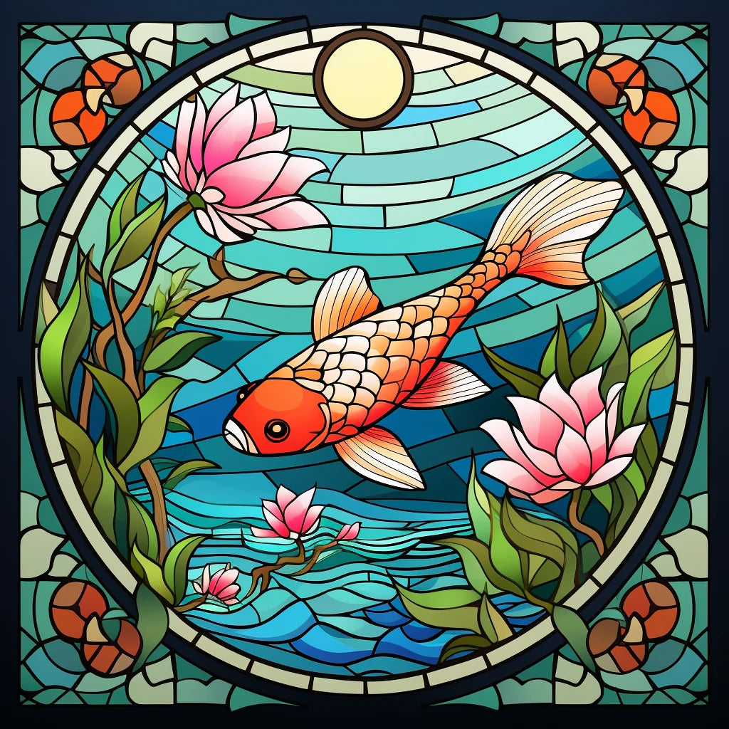 Koi Fish Abstract Pond Diamond Art Kit