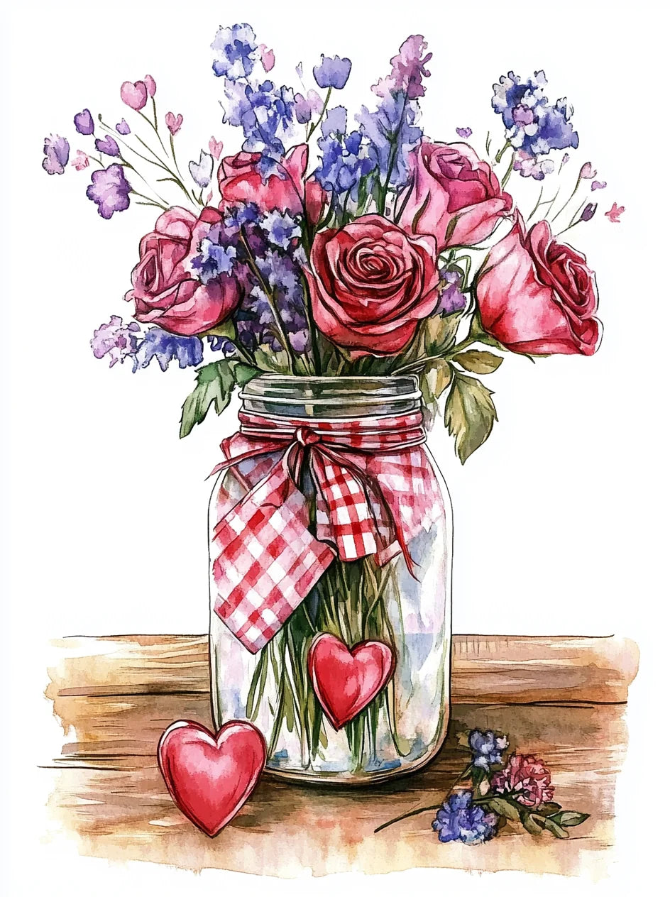 Lavender And Roses Jar Diamond Art Kit