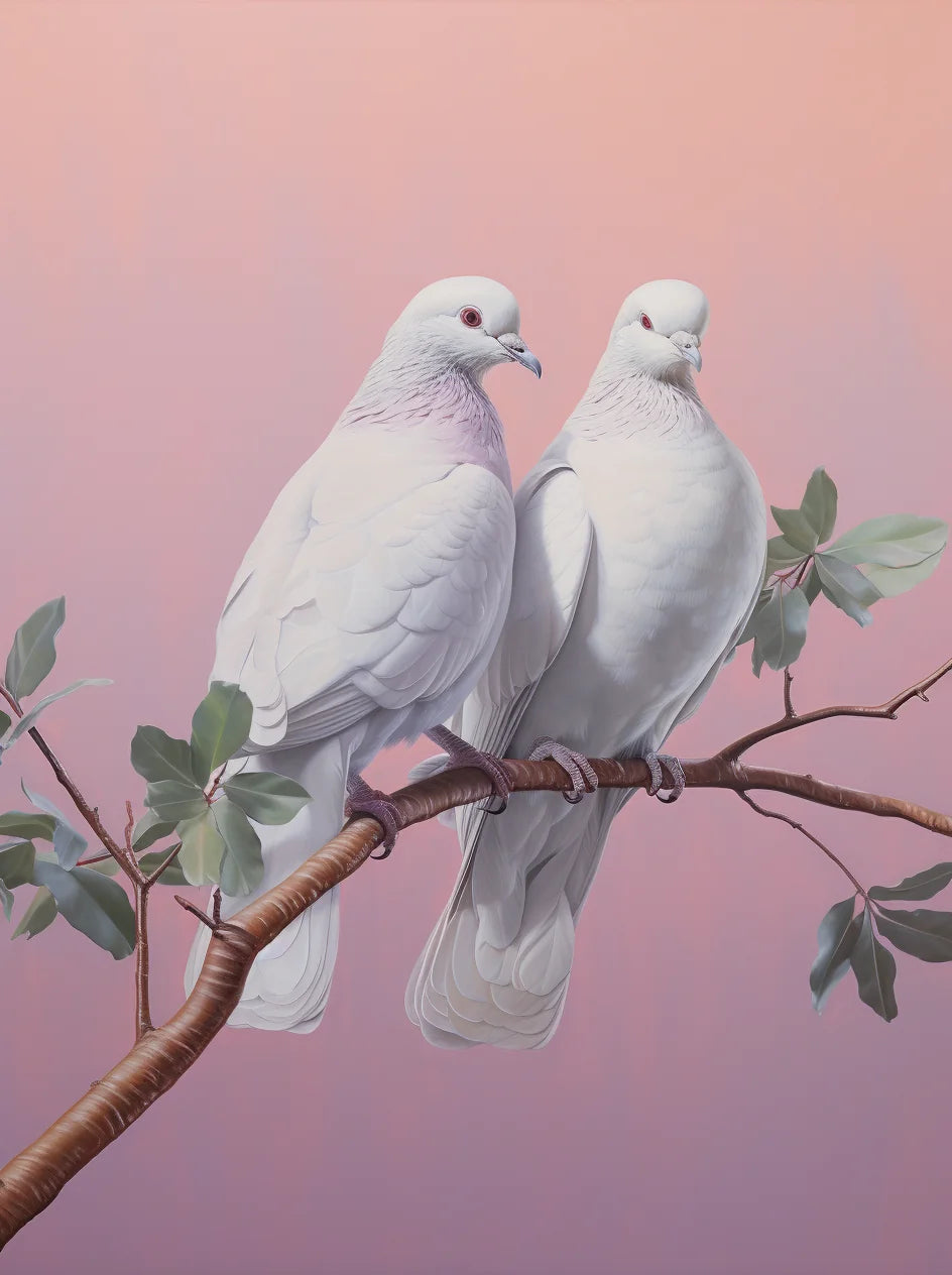 Two White Doves Branch Diamond Art Kit