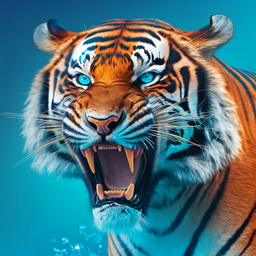 Blue Hue Tiger Diamond Art Kit