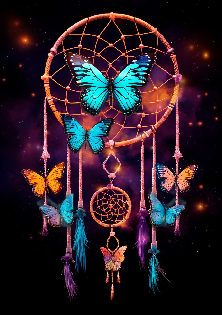 Large Aqua Butterfly Dreamcatcher Diamond Art Kit