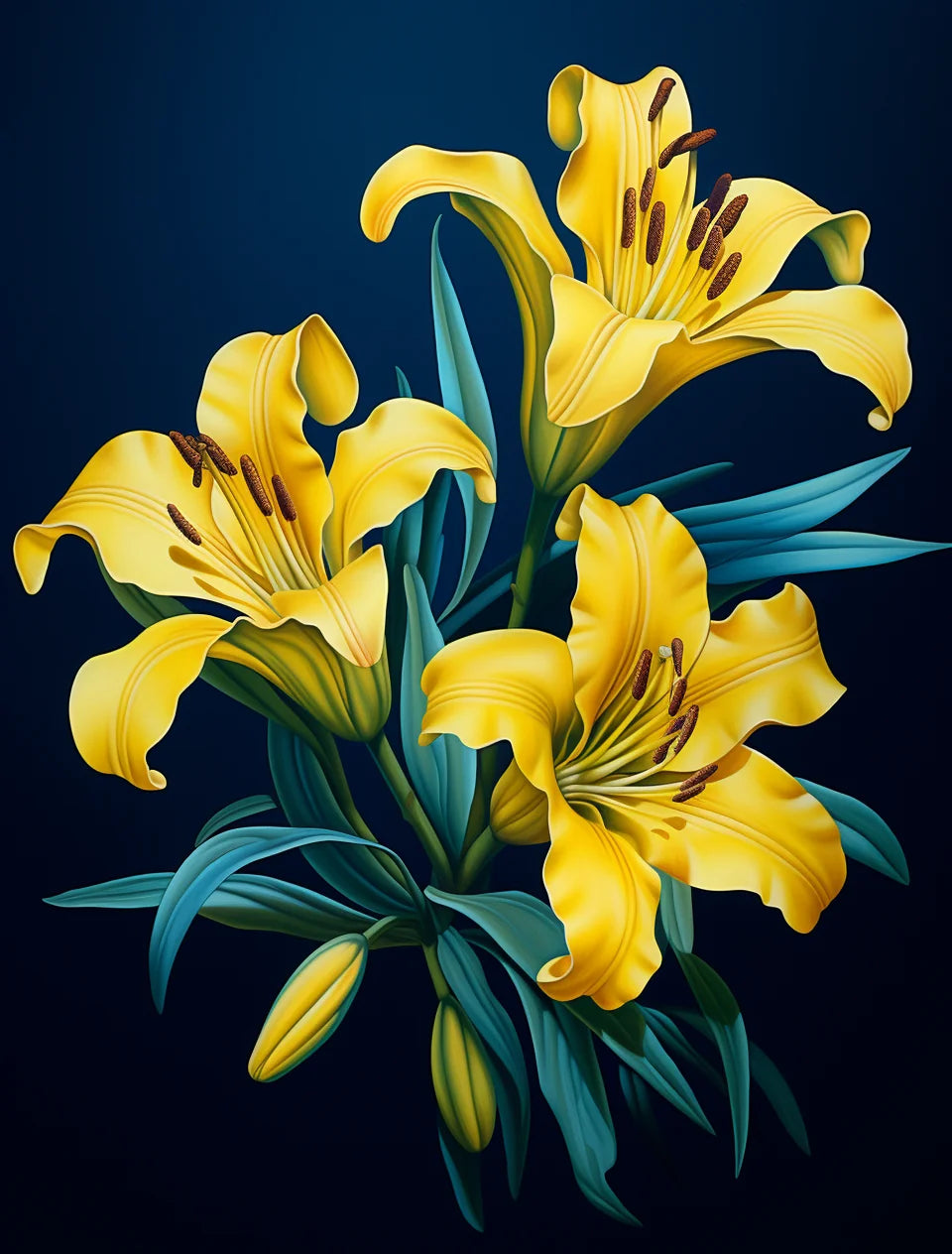 Three Open Yellow Lilies Diamond Art Kit