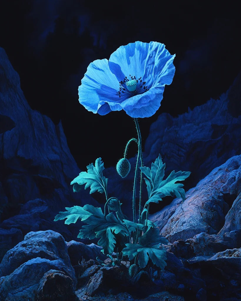 Nighttime Blue Poppy Diamond Art Kit
