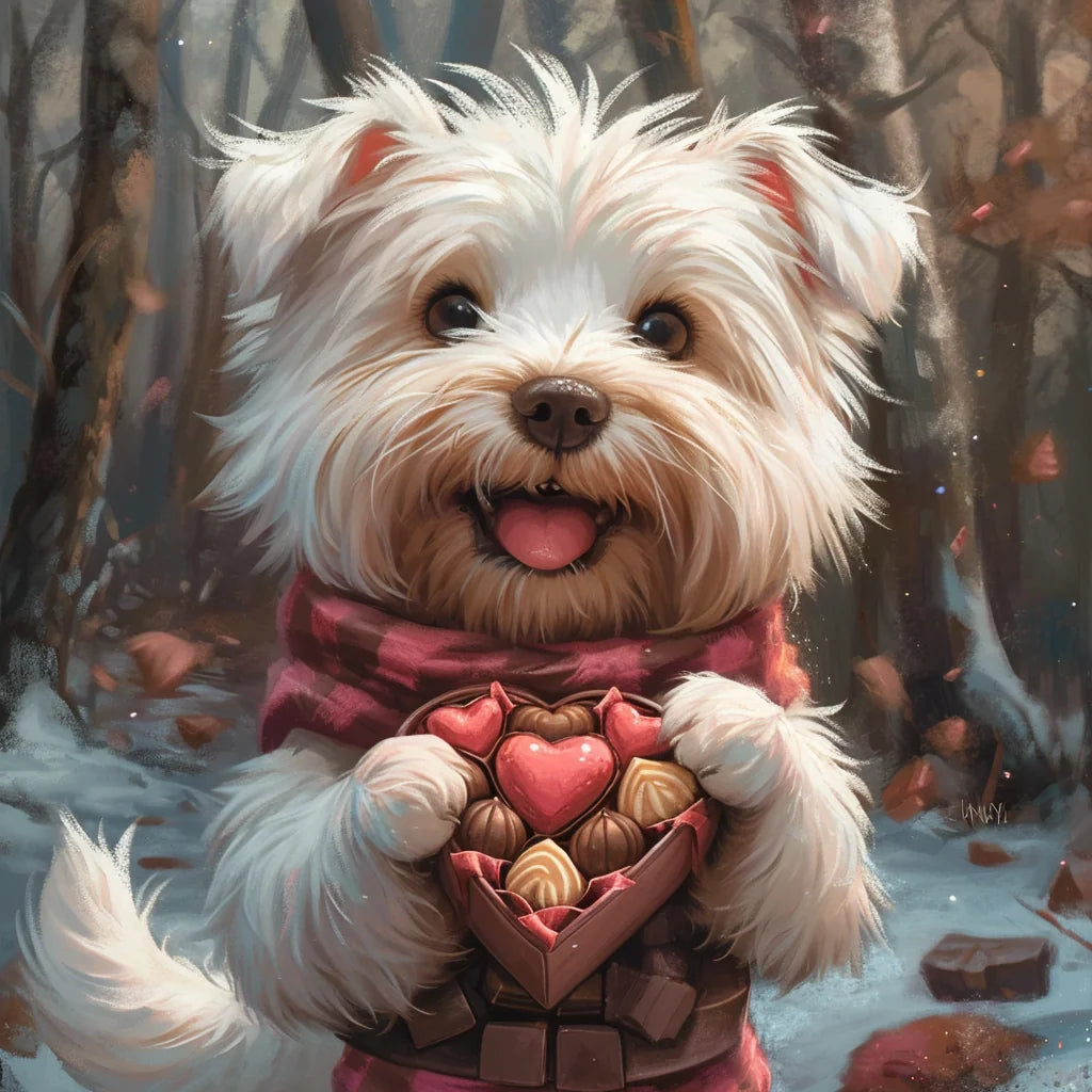 Box Of Chocolates Puppy Diamond Art Kit
