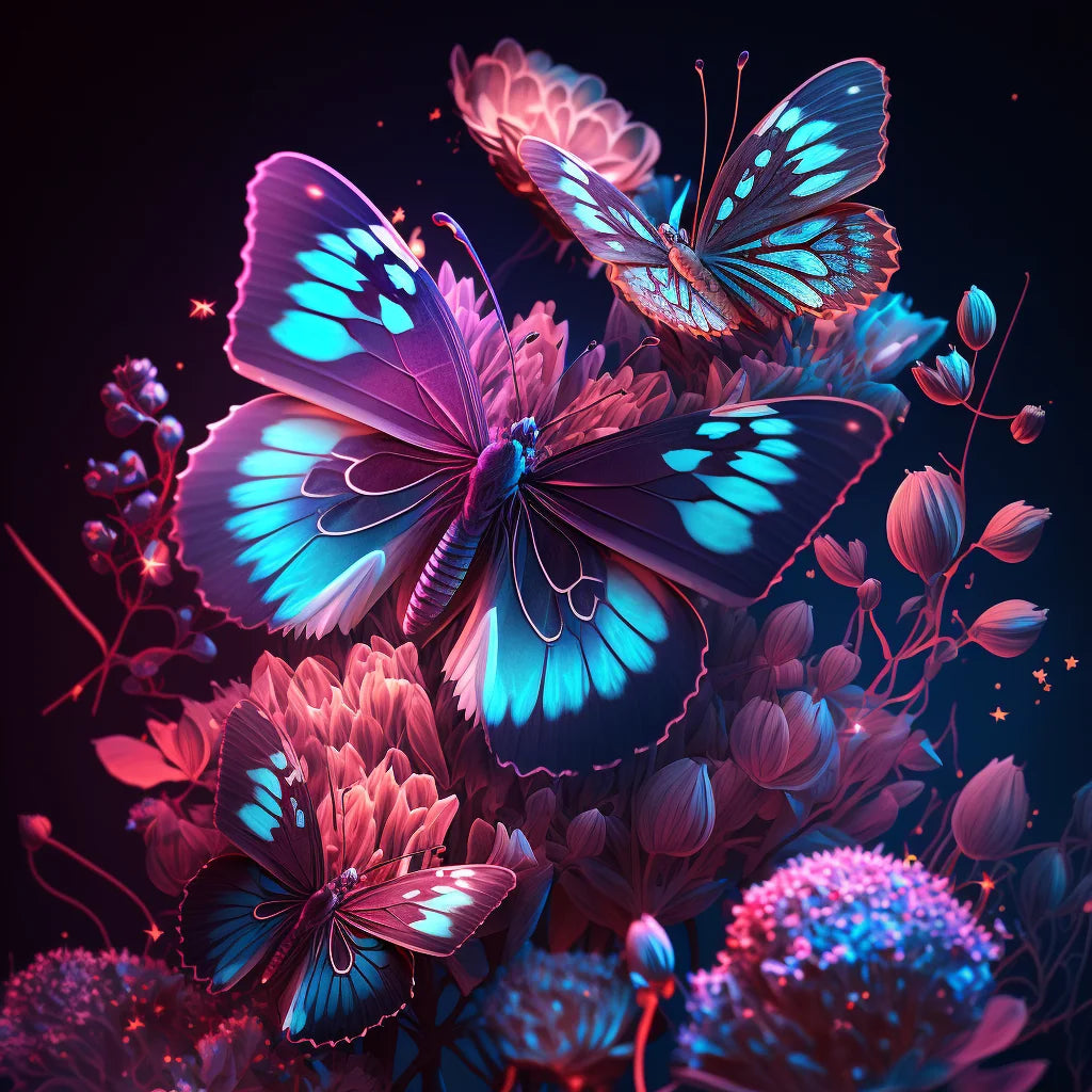Pink Blue Butterflies Diamond Art Kit