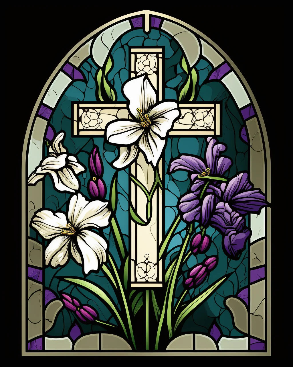 Cross Lilies Tulips Abstract Diamond Art Kit