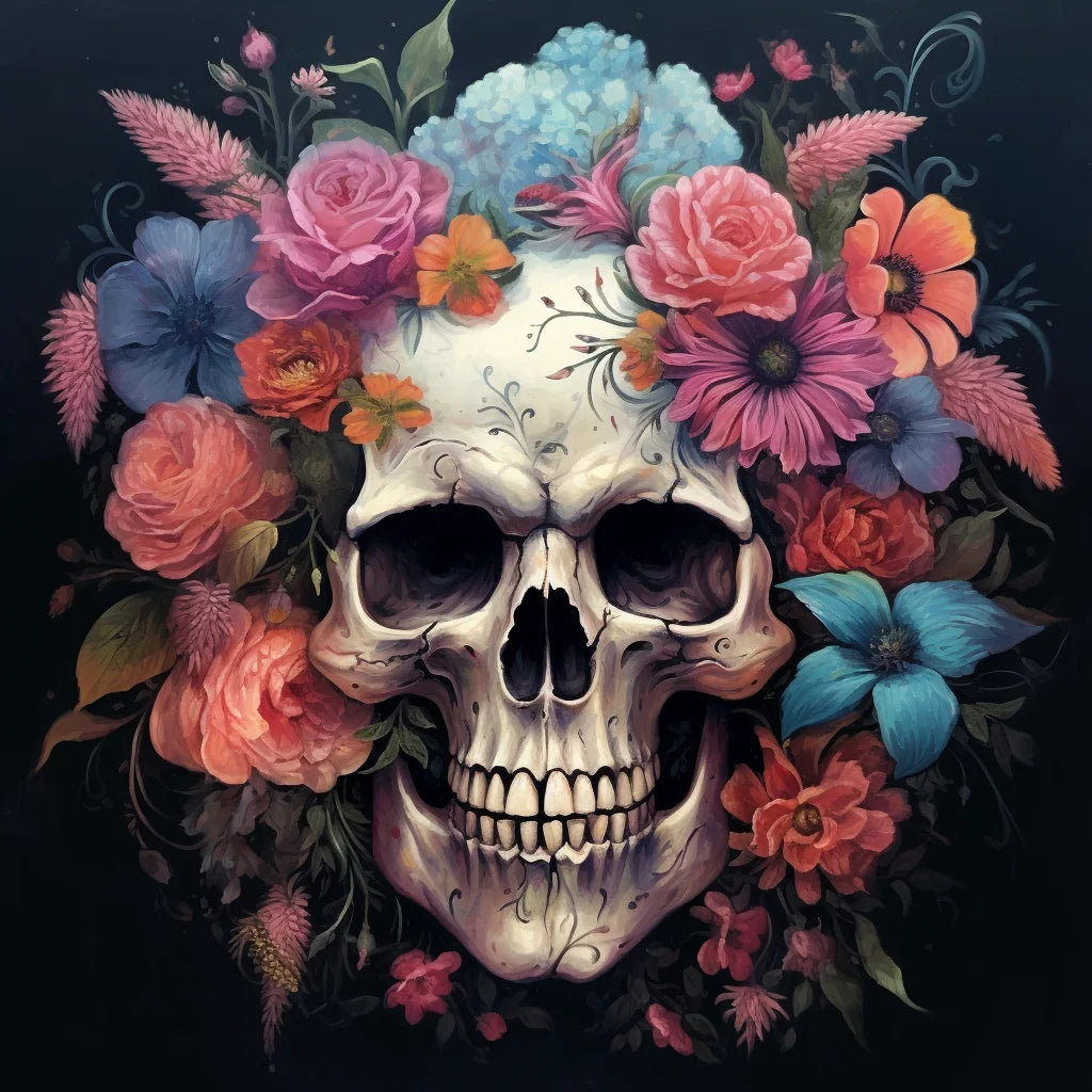 Floral Skull Diamond Art Kit