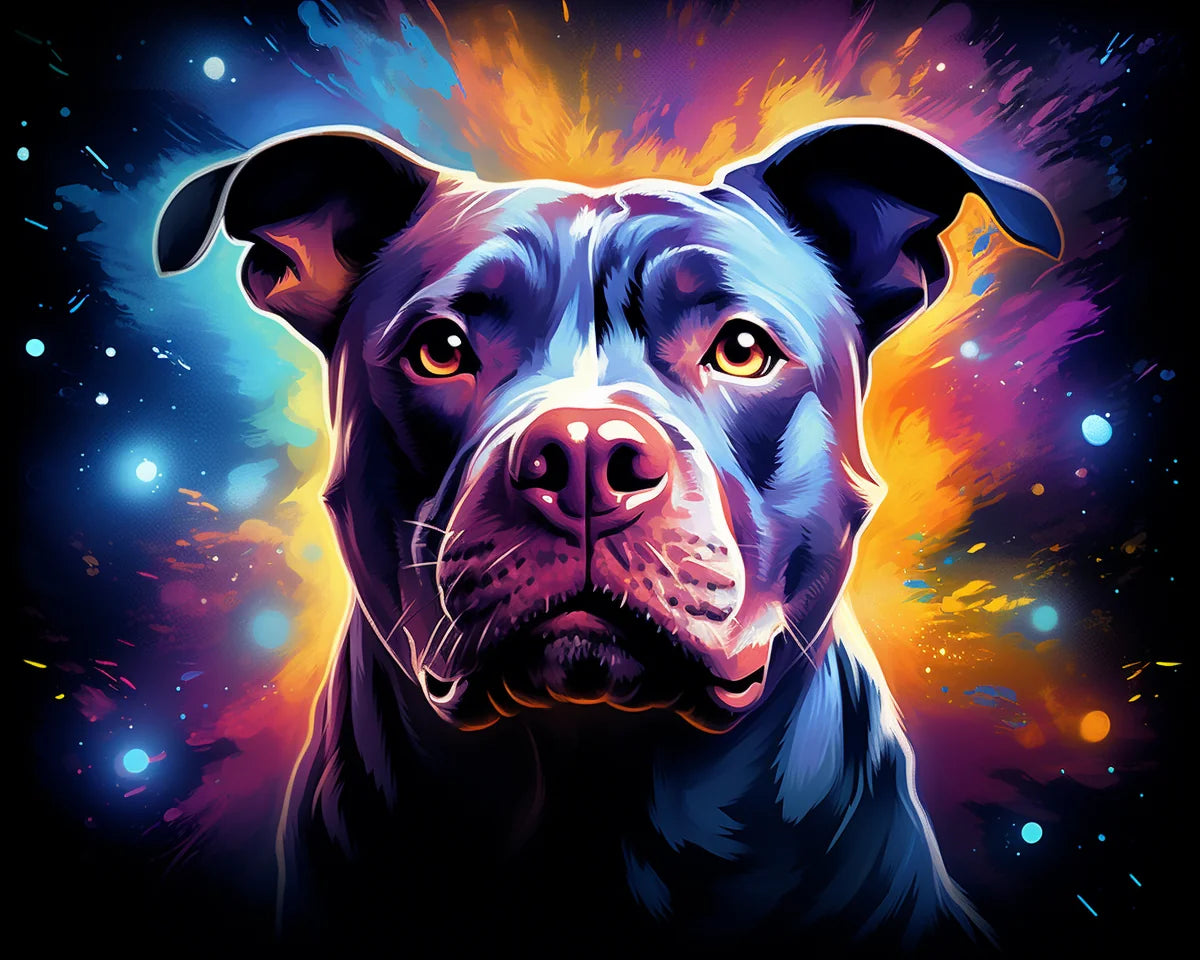 Color Explosion Pitbull Diamond Art Kit