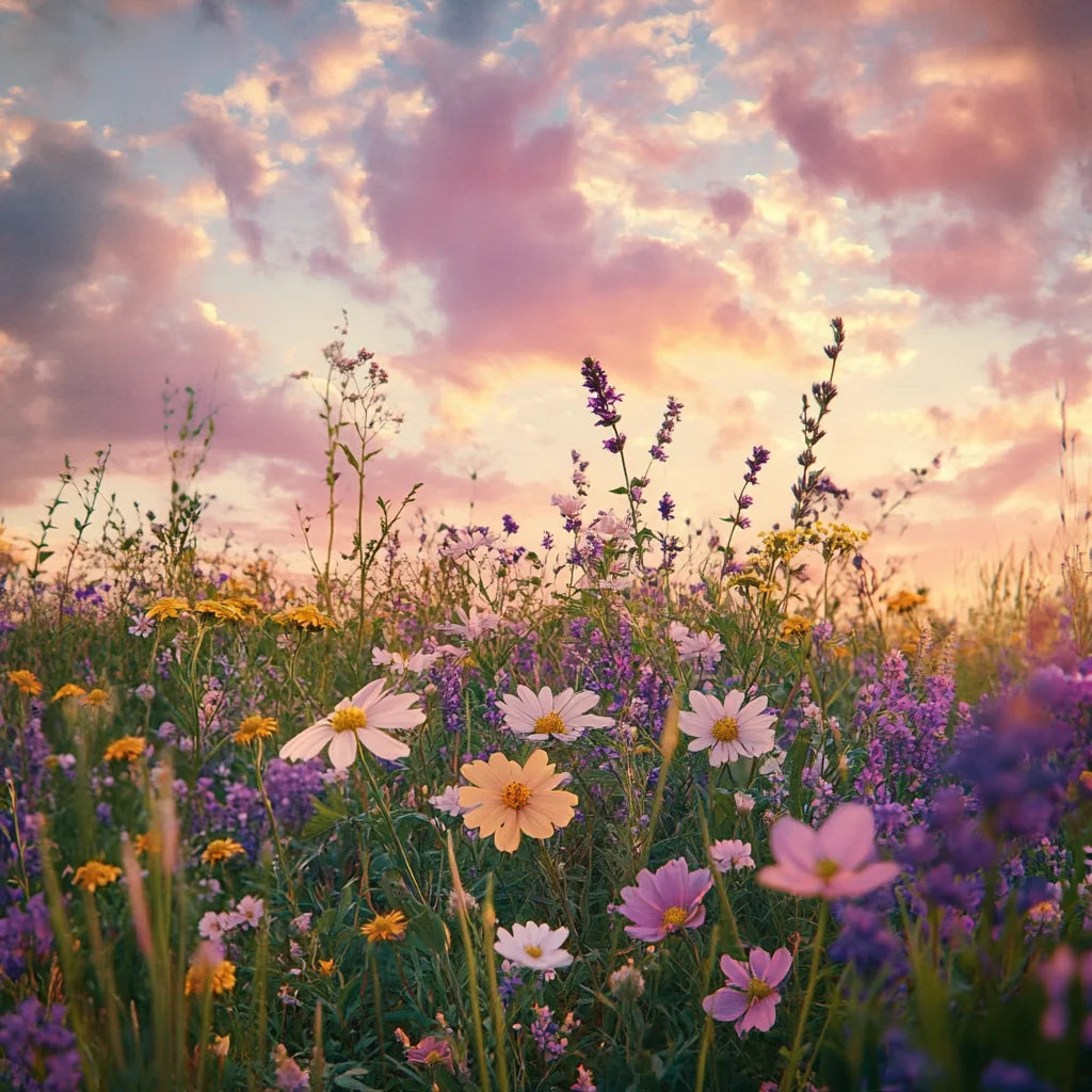 Wildflowers Under Clouded Sky Diamond Art Kit