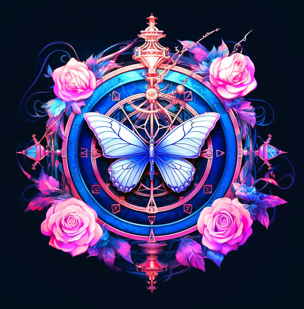 Blue Butterfly Compass Diamond Art Kit