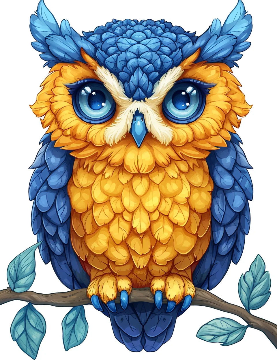 Blue Yellow Owl Diamond Art Kit