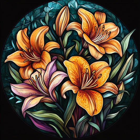 Abstract Orange Lilies Diamond Art Kit