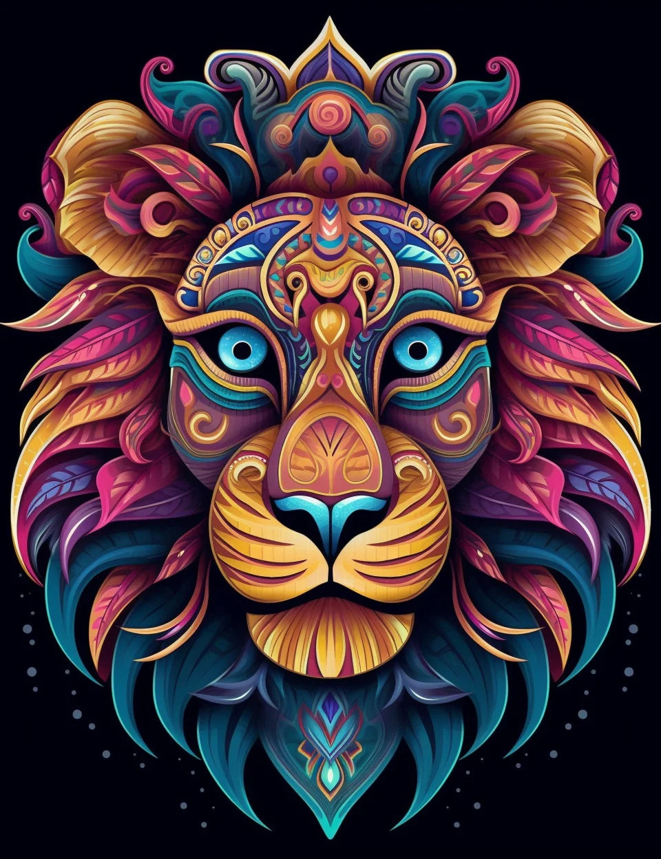 Abstract Wide Eye Lionhead Diamond Art Kit