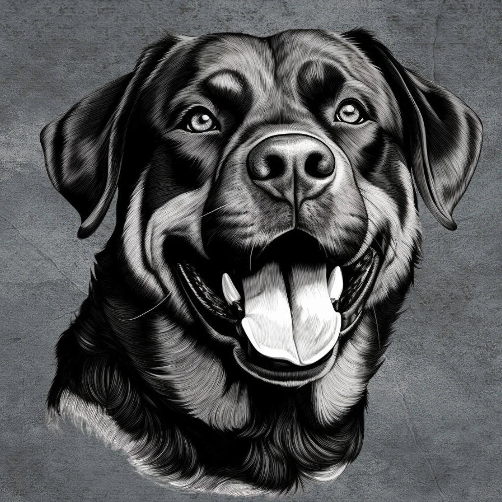 Black White Rottweiler Diamond Art Kit