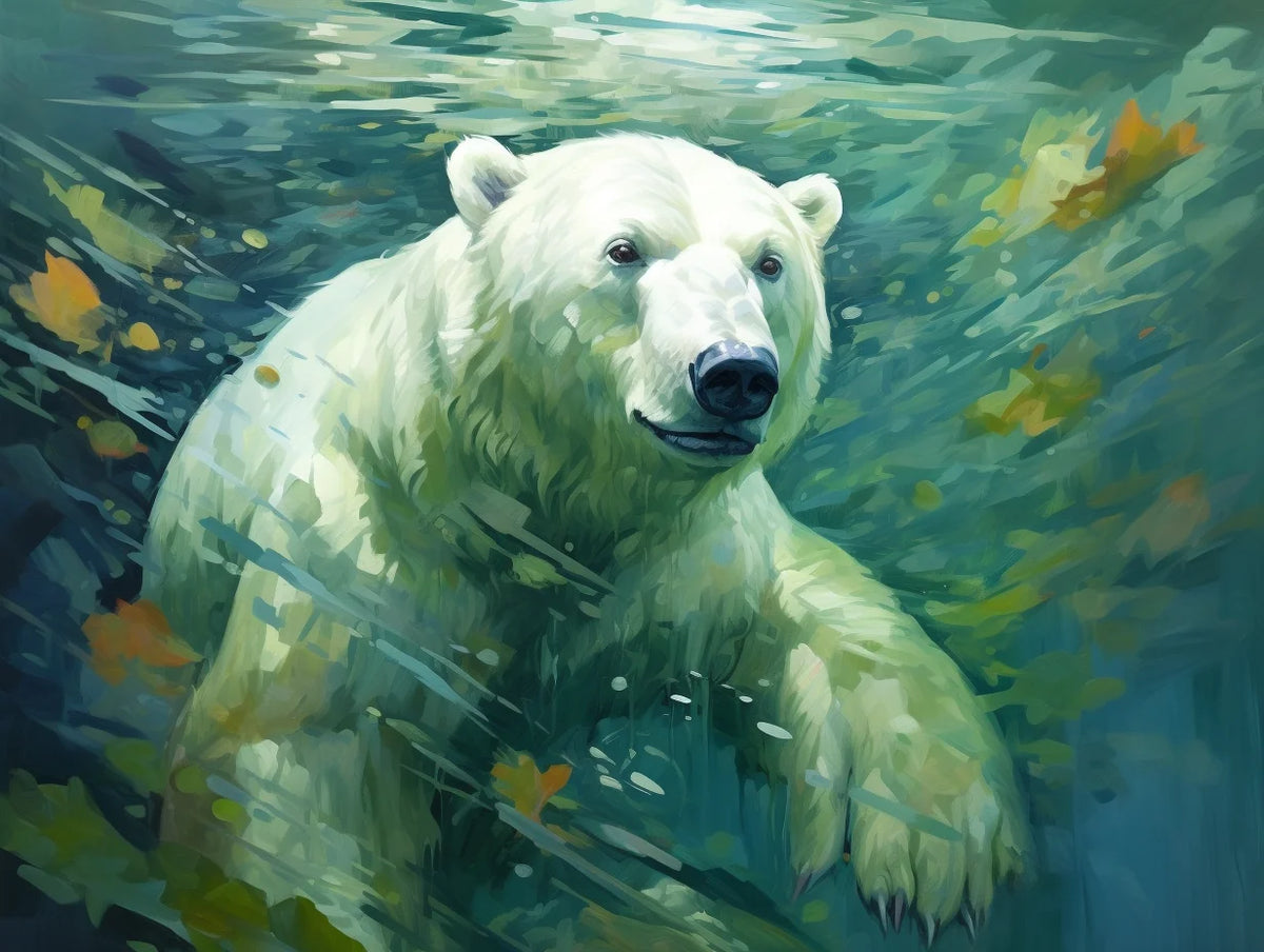 Swimming Painted Polar Bear Diamond Art Kit