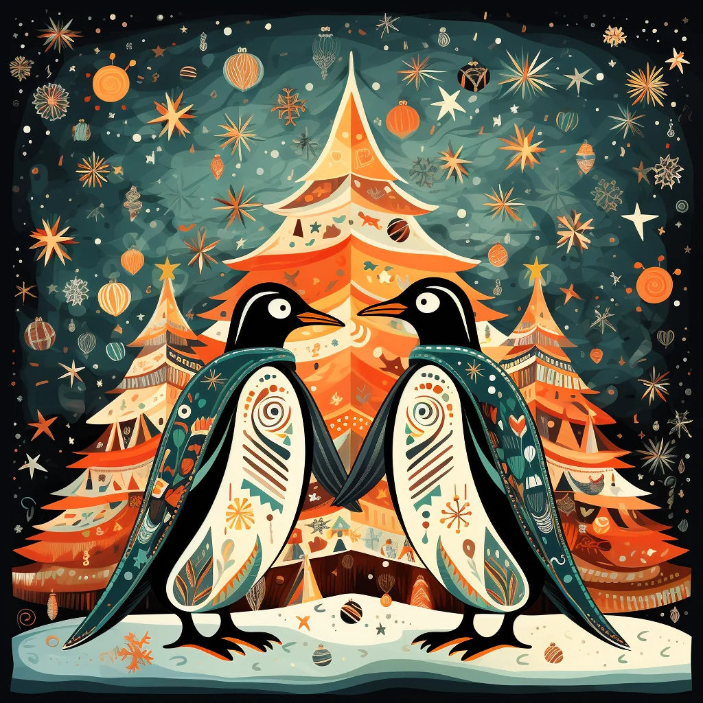 Abstract Pegu In Christmas Scene Diamond Art Kit