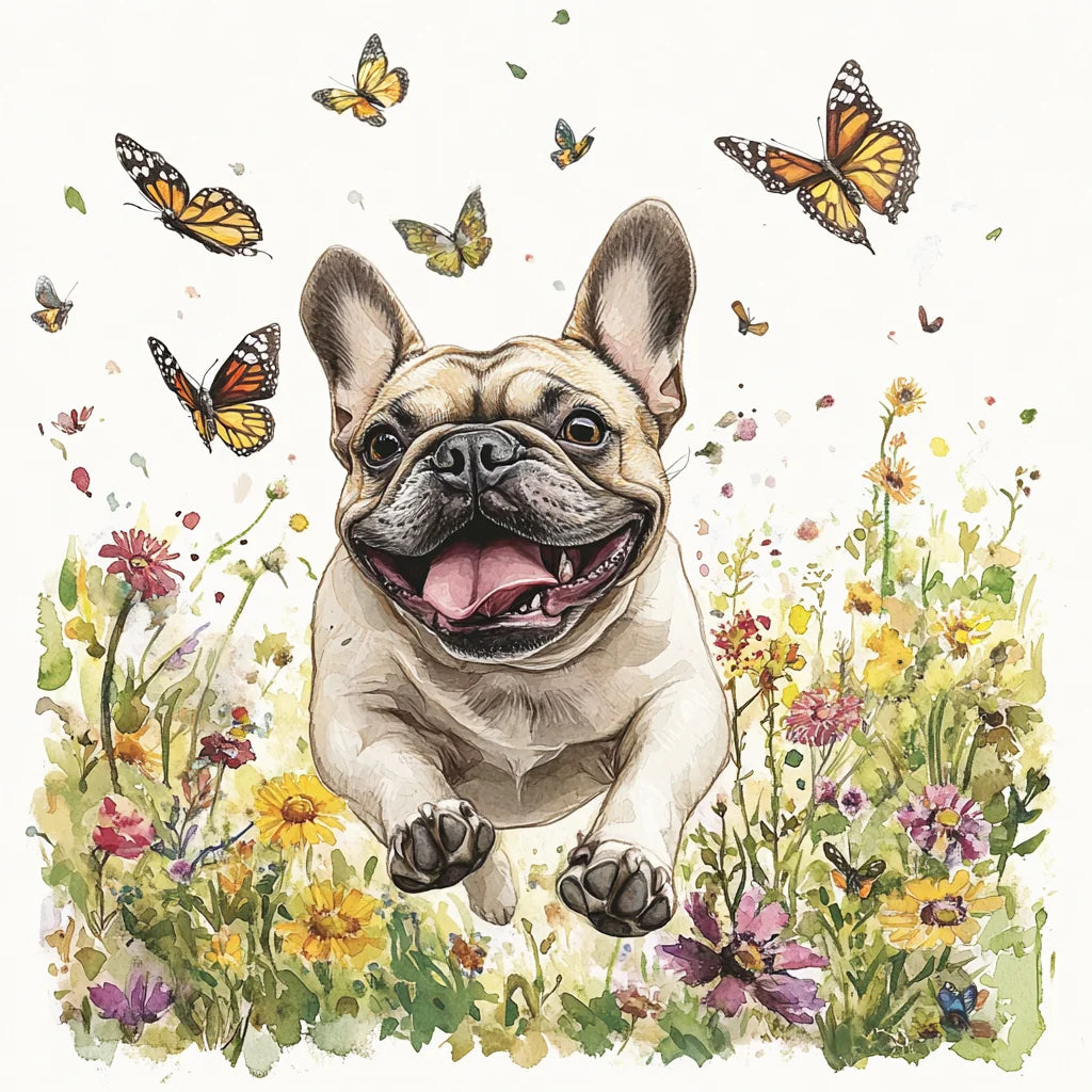 Running In Flowers Frenchie Diamond Art Kit