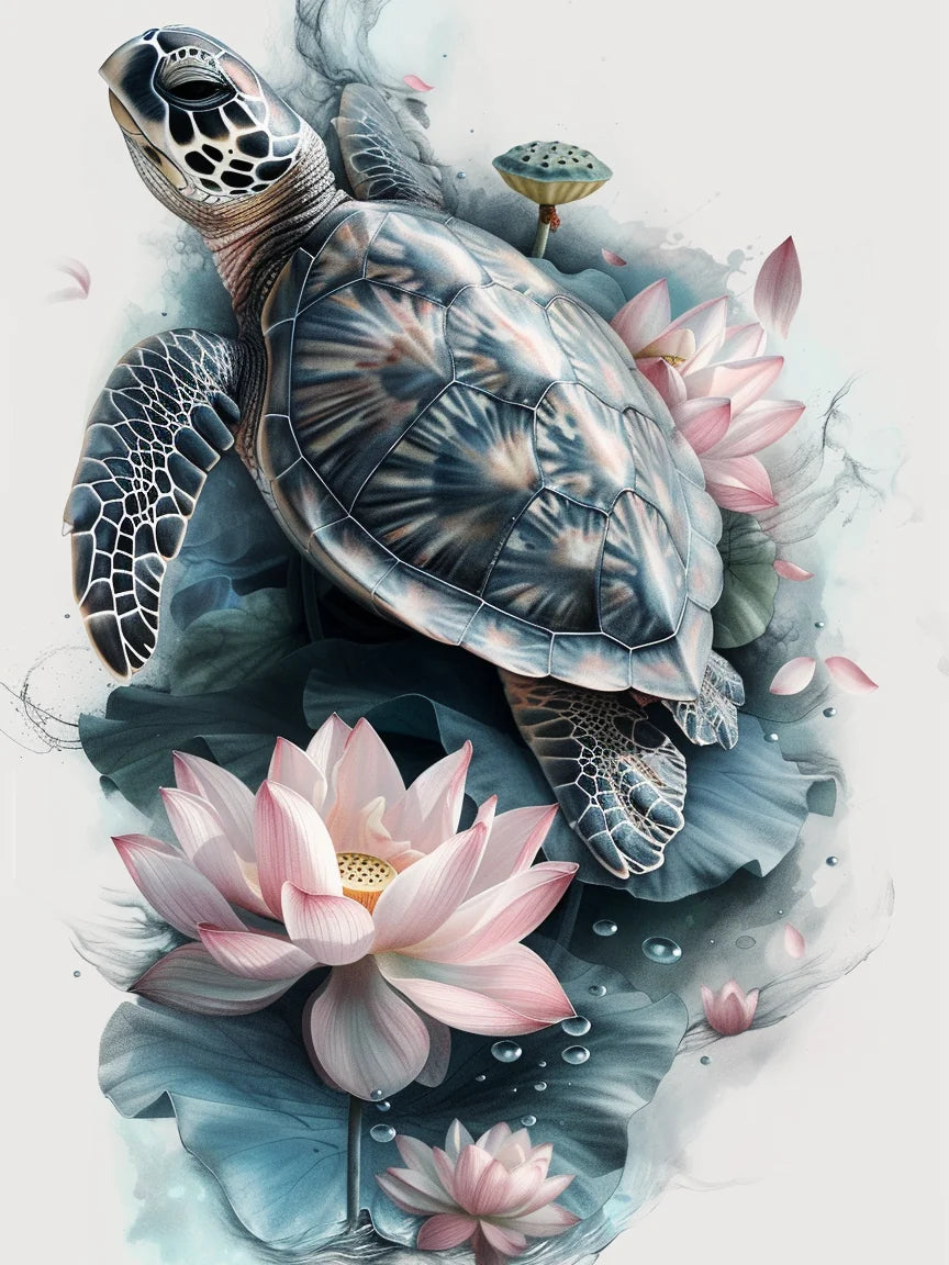Lotus Flower Turtle Diamond Art Kit