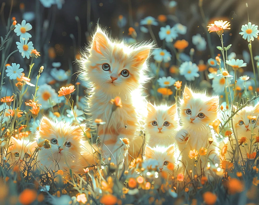 Wildflower Kittens Diamond Art Kit