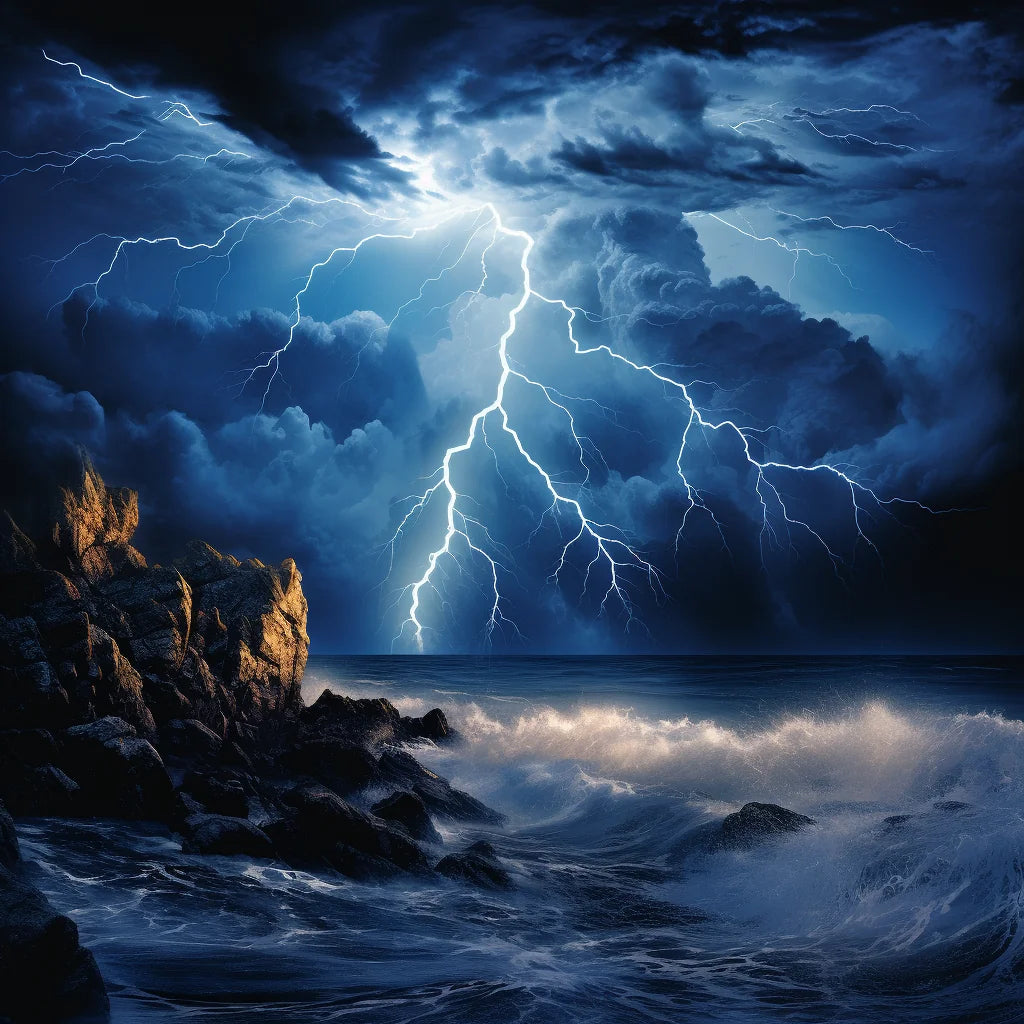 Lightning Storm Sea Cliffs Diamond Art Kit