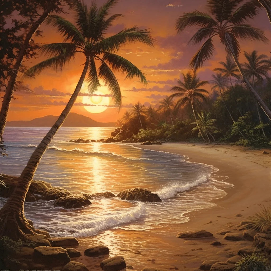 Brown Tone Beach Sunset Diamond Art Kit