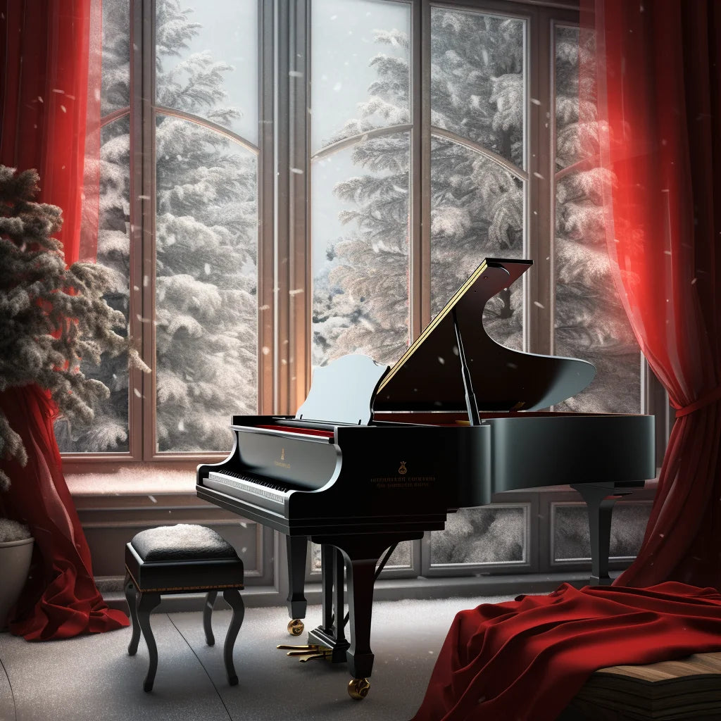 Red Drape Black Piano Diamond Art Kit