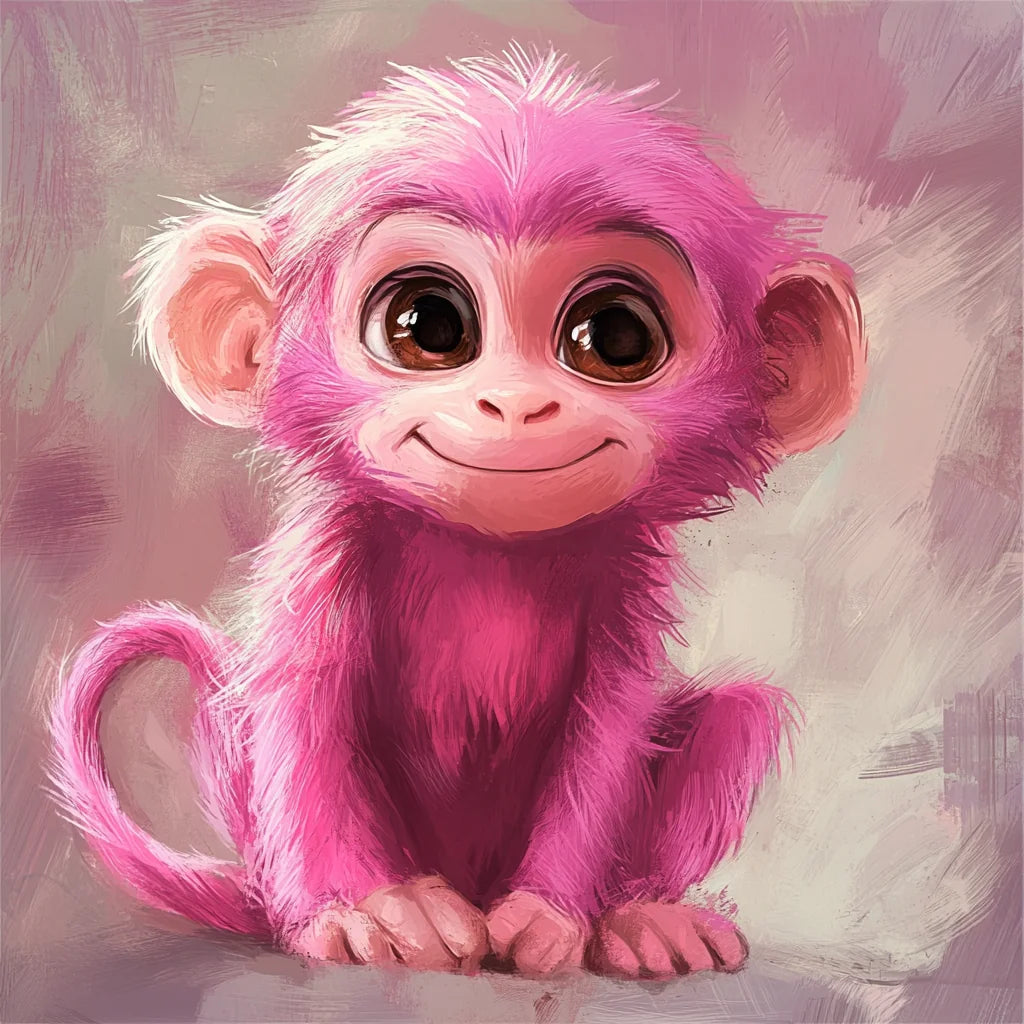 Cute Pink Monkey Diamond Art Kit
