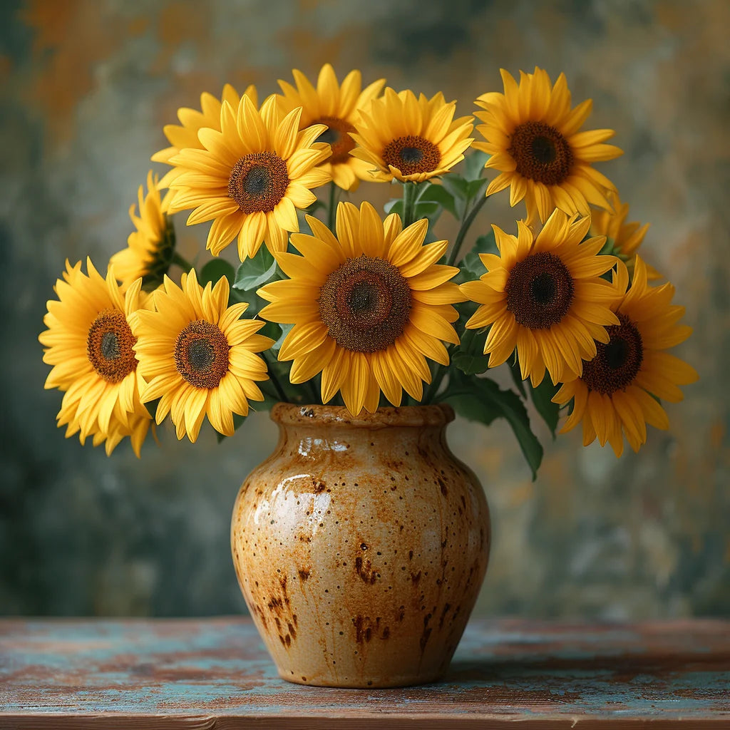 Brown Vase Sunflowers Diamond Art Kit
