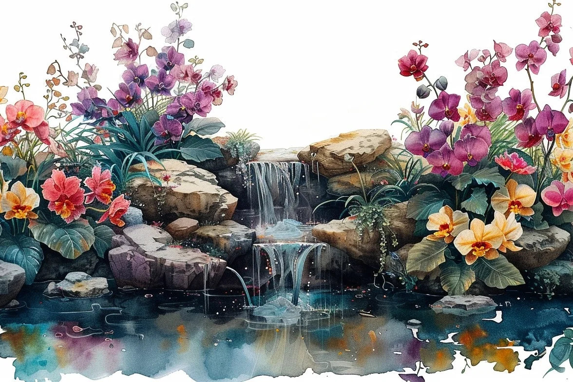 Flowers On The Rocks Diamond Art Kit