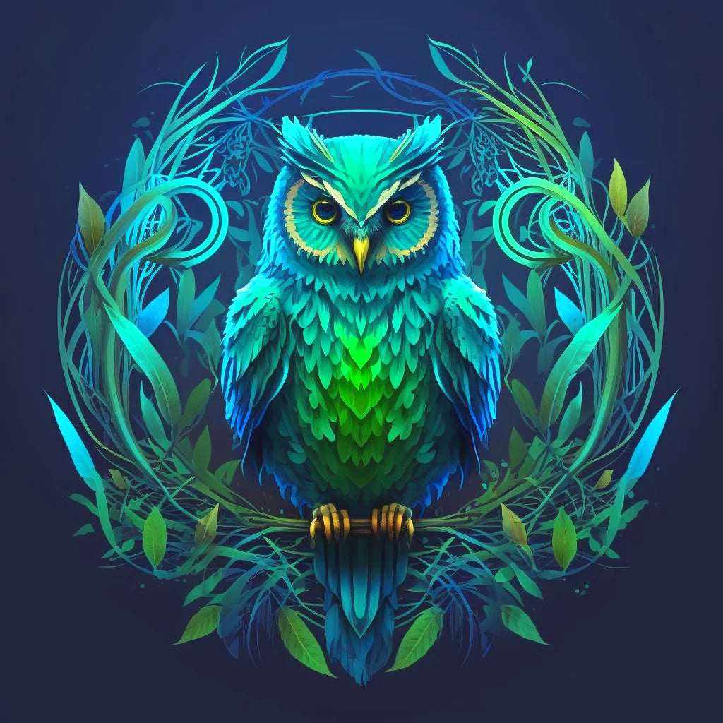 Blue Background Owl Diamond Art Kit