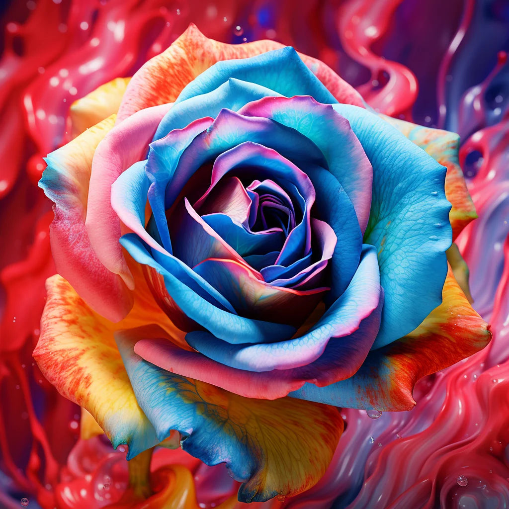 Abstract Blue and Colors Rose Diamond Art Kit