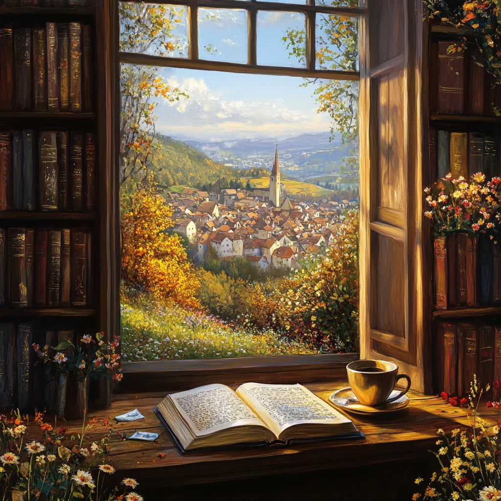 Small Town Open Window Diamond Art Kit