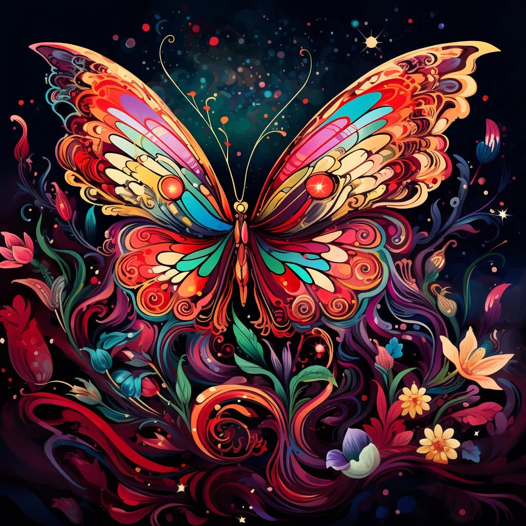 Abstract Multicolored Butterfly Diamond Art Kit