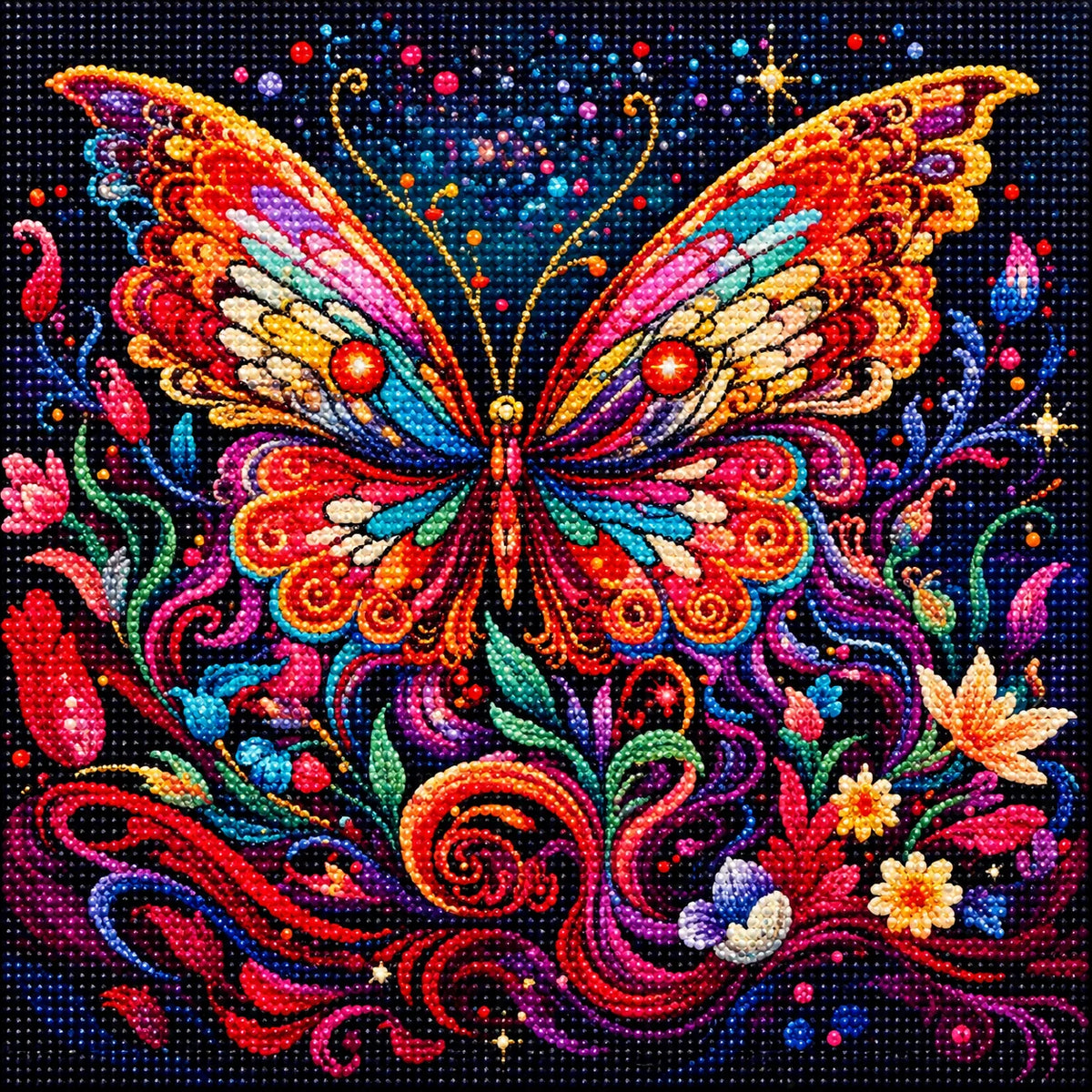 Abstract Multicolored Butterfly Diamond Art Kit