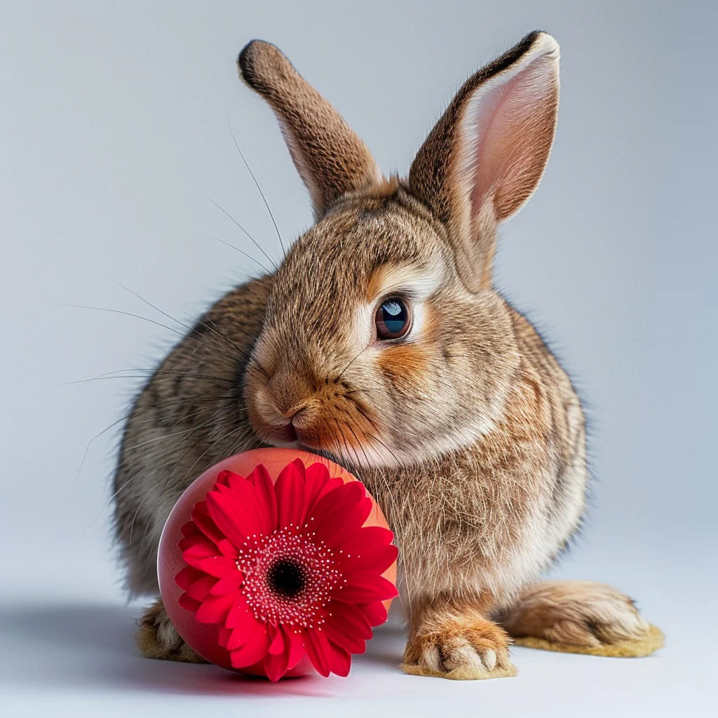 Red Daisy Brown Rabbit Diamond Art Kit