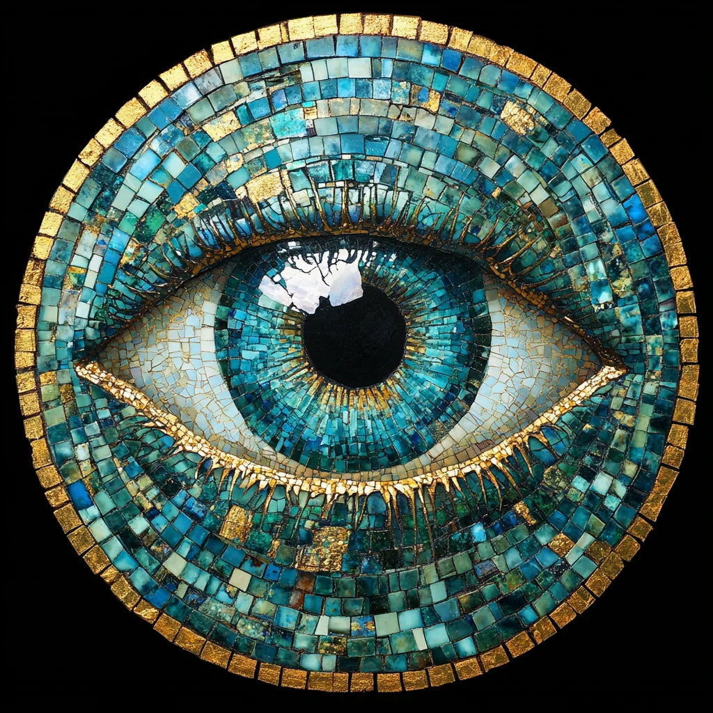Gold Teal Eye Mosaic Diamond Art Kit