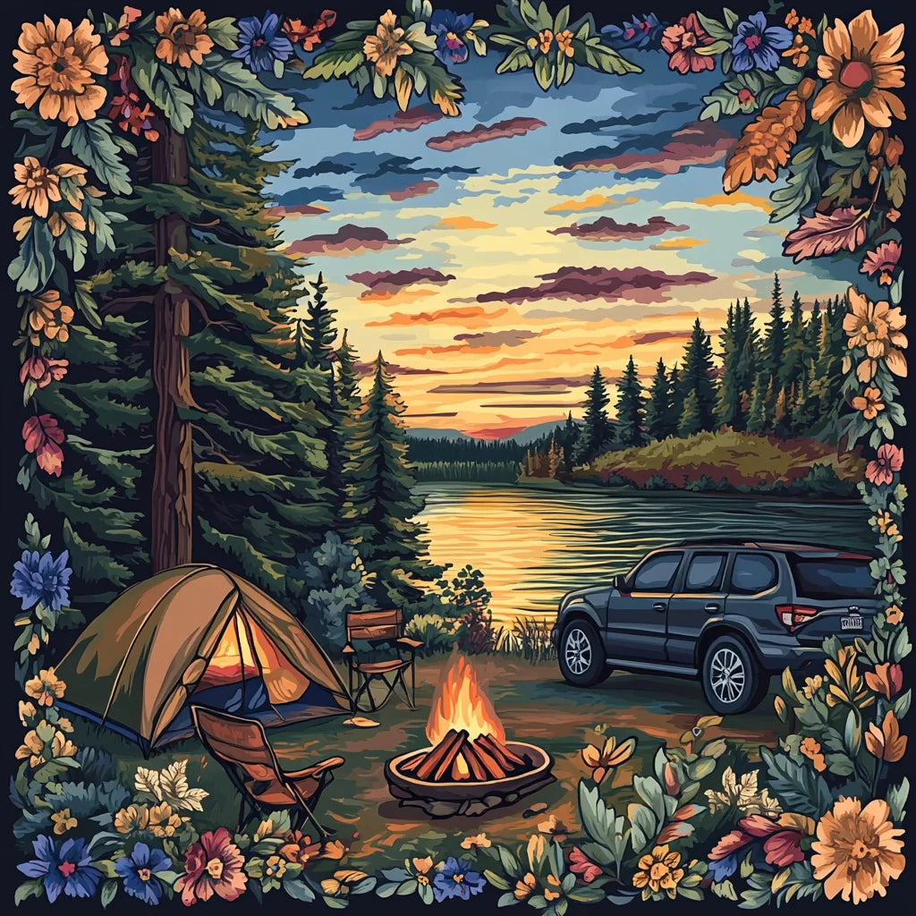 Pine Tree Campsite Diamond Art Kit