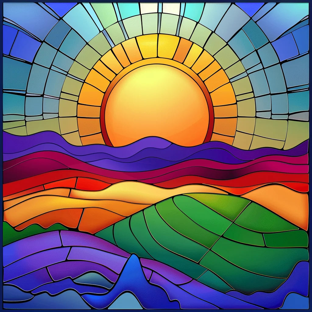 Colorful Water Abstract Sunrise Diamond Art Kit