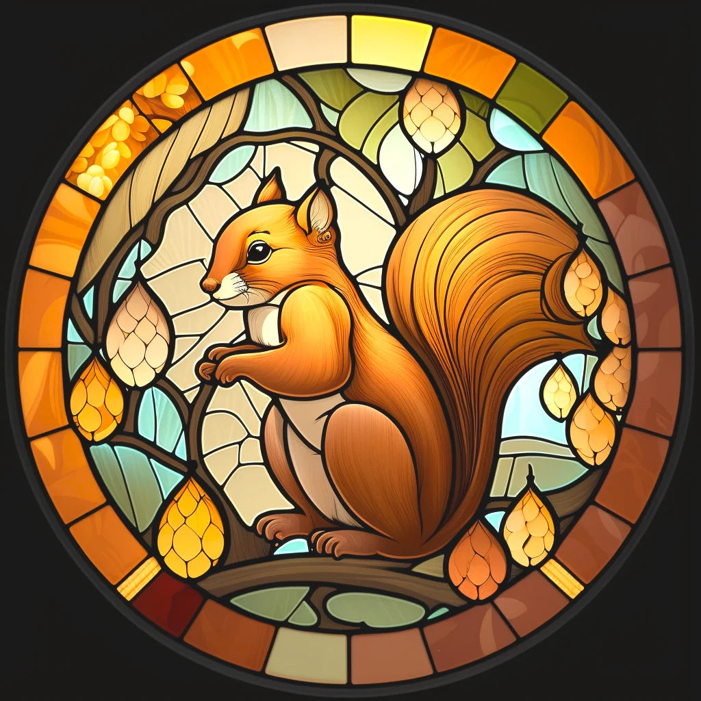 Brown Squirrel Abstract Circle Diamond Art Kit