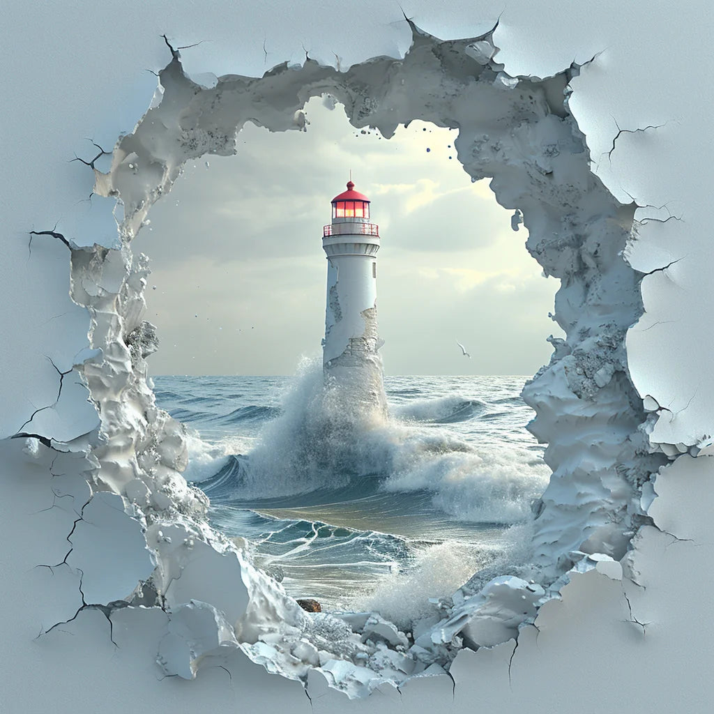 Cracked Wal Lighthouse Diamond Art Kit