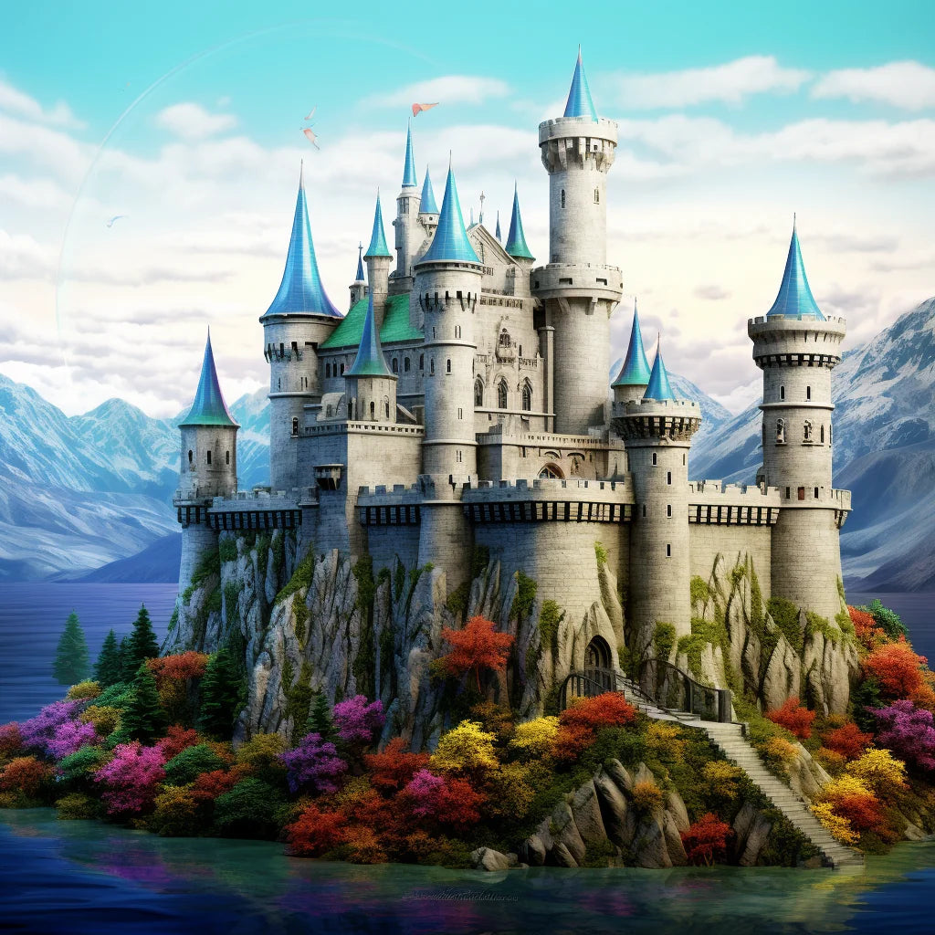 Flower Garden Castle Diamond Art Kit
