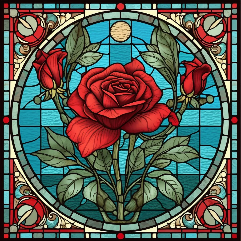 Red Rose Circle Diamond Art Kit