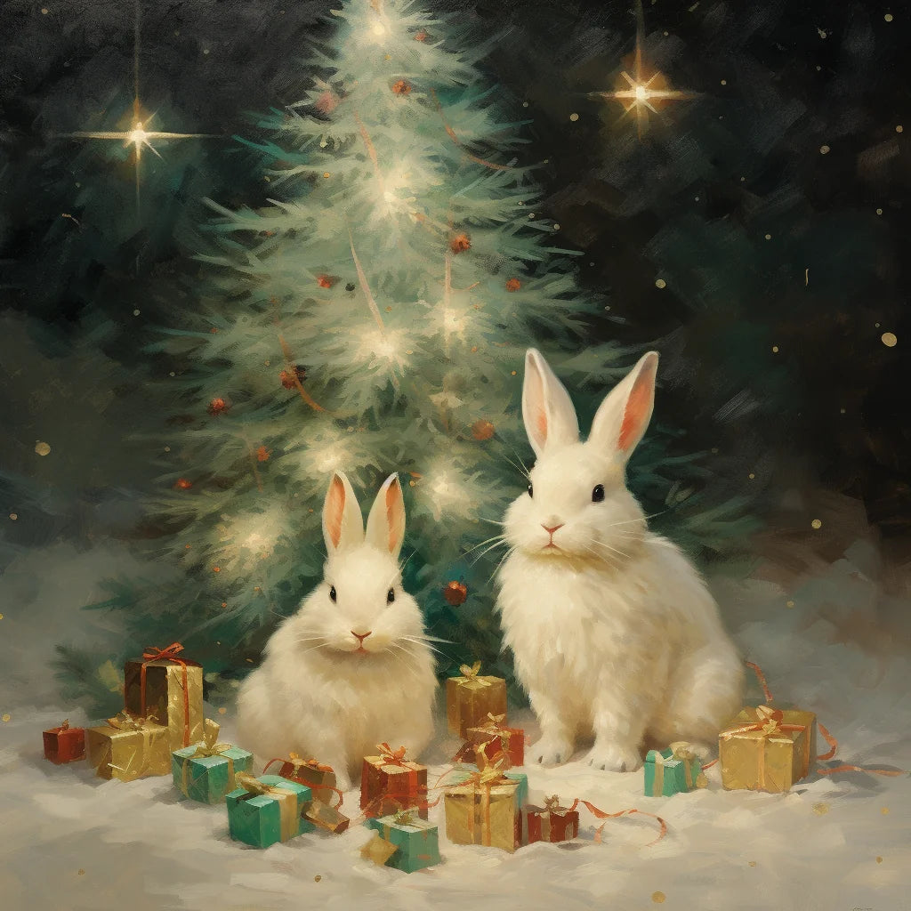 Little Christmas Presents White Rabbits Diamond Art Kit