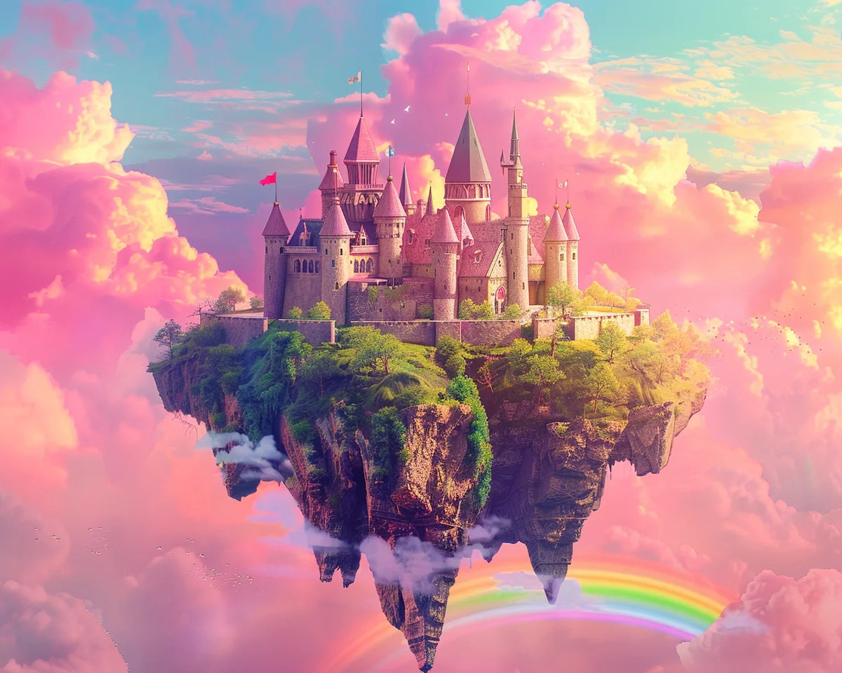Pink Clouds Floating Castle Diamond Art Kit