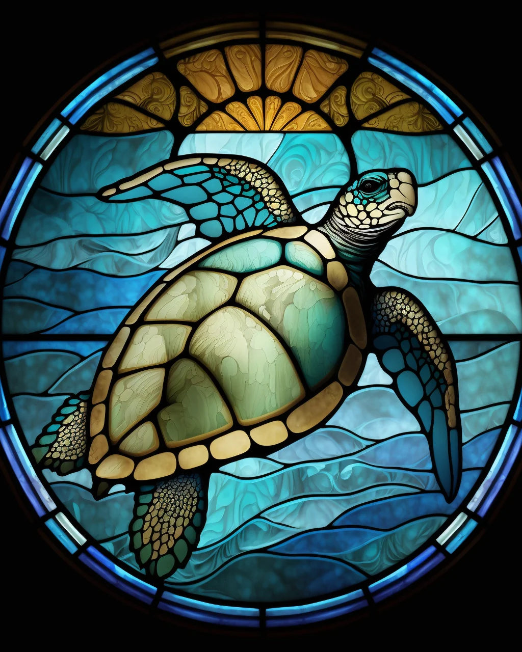 Abstract Sea Turtle Oval Diamond Art Kit